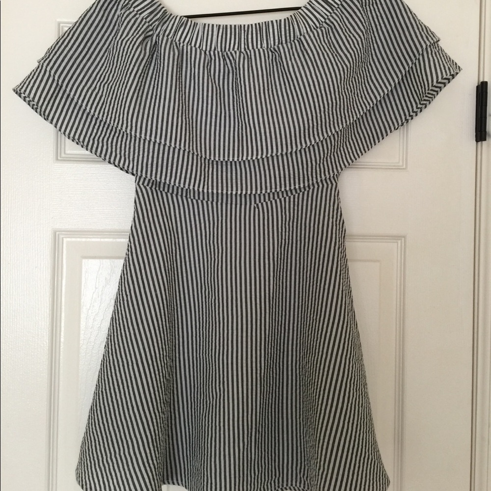 Missguided off the shoulder strip dress